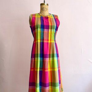1990's Size 4/6 Rainbow Plaid Dress